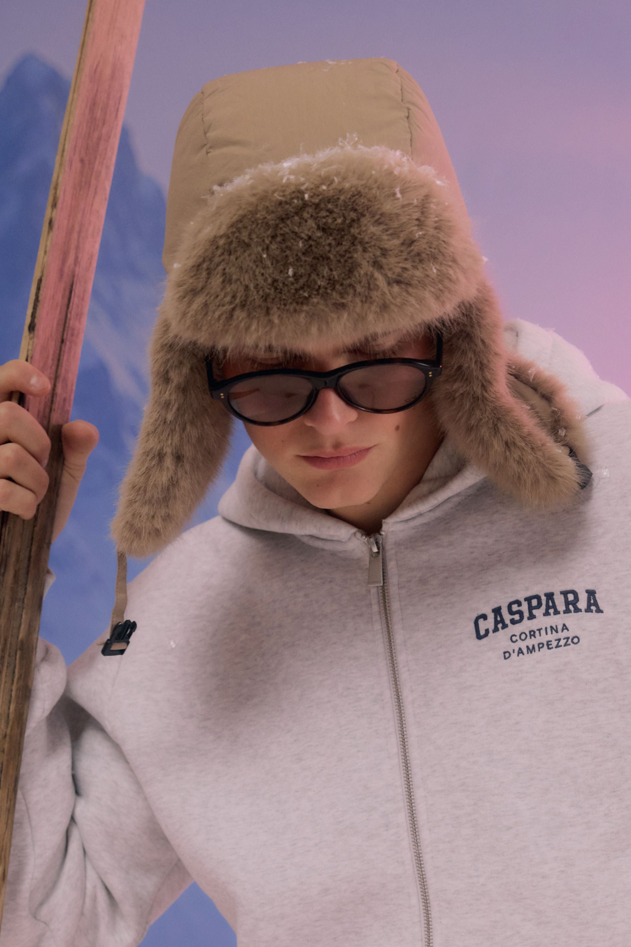 M. Cortina Zip Hoodie - Grey/Navy